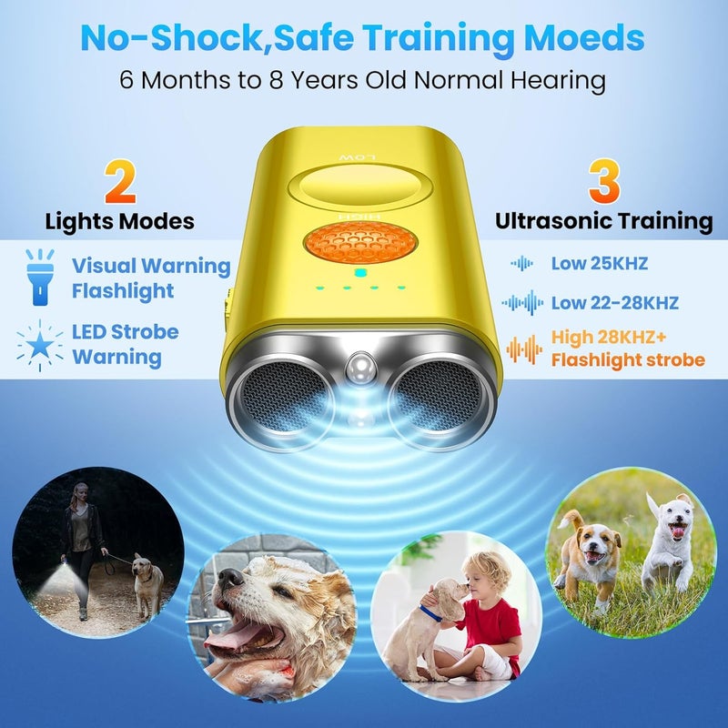 Saigain Dog Bark Deterrent Device, Anti Barking Device for Dogs Indoor Outdoor, Barks No More Dog Training Device Handheld Ultrasonic 50 Ft Range Rechargeable with Flashlight for Small Medium Large Dogs - Image 2